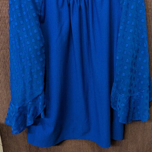 Joie de Vicre Womens Plus Size 2XL 3/4 Sleeve Blue Blouse - Picture 5 of 6